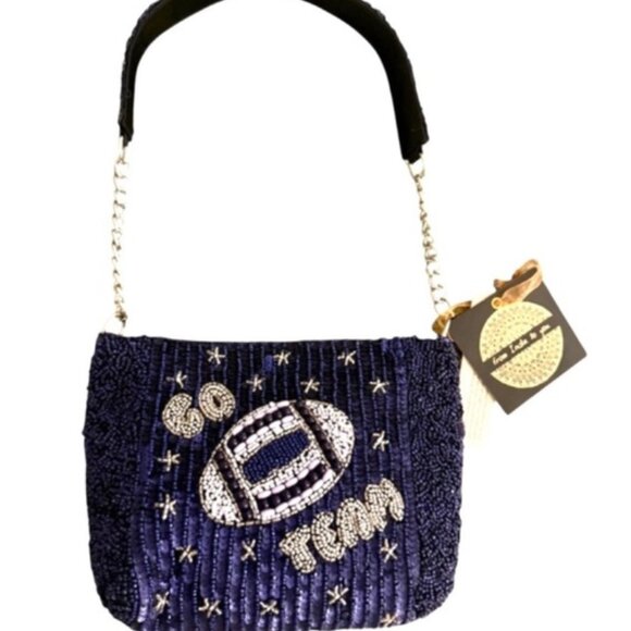 Hand Made in India Beaded Bag Go Team Football Game Day Bag Tik Tok Viral NWT - Picture 1 of 4